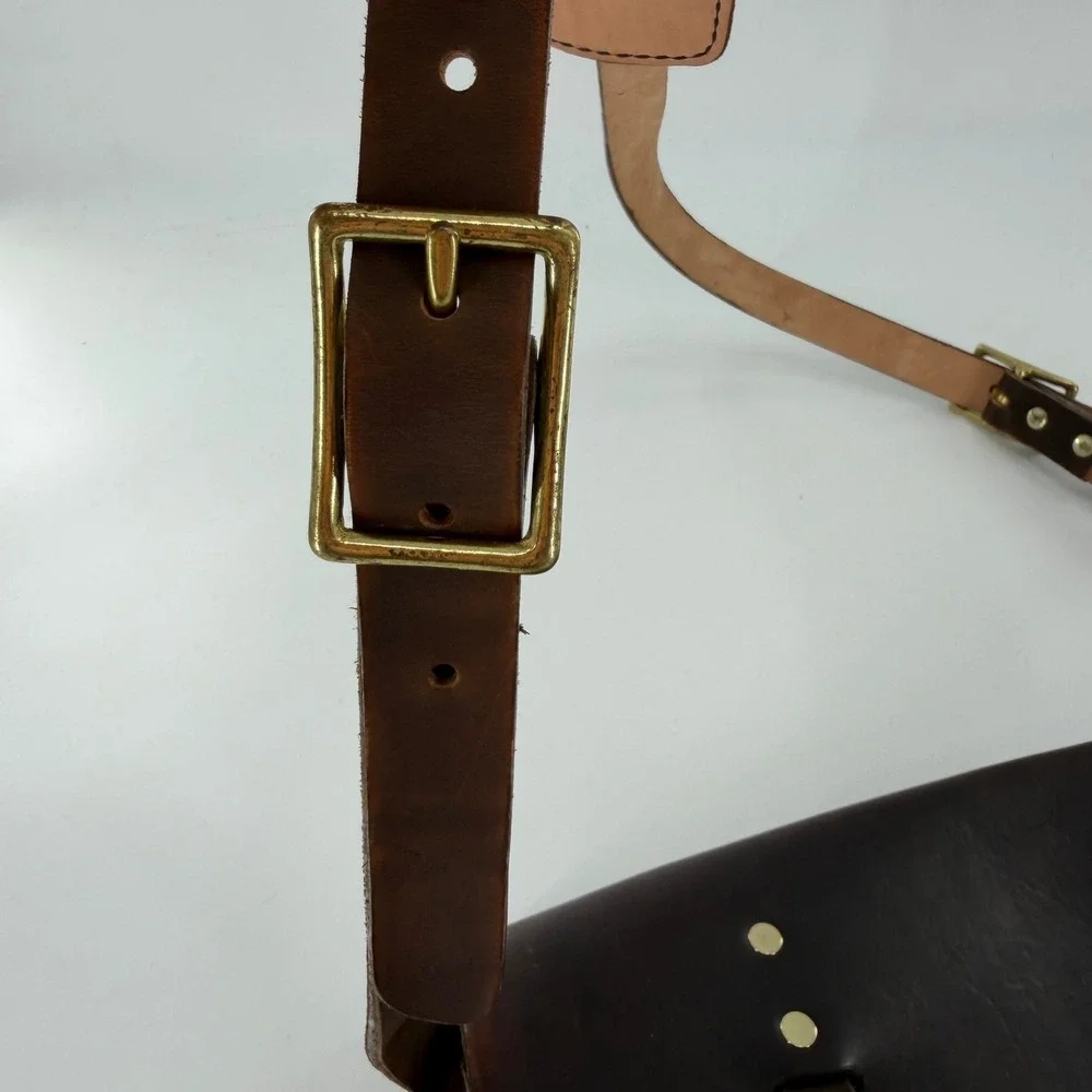 Unbranded Messenger Bag Leather Satchel Modern Unisex Large Dark Brown Shoulder
